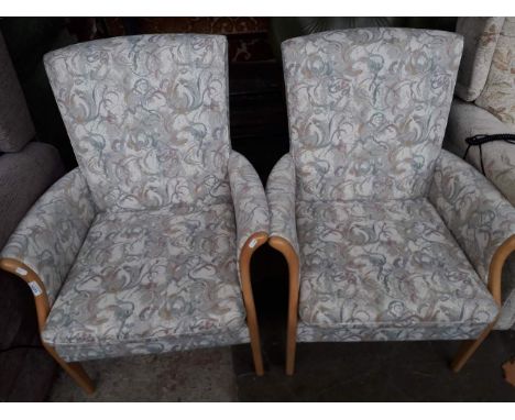 A pair of Parker Knoll wood show armchairs(This item may not comply with the Furniture and Furnishings (Fire) Regulations 198
