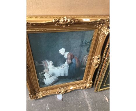 A print in ornate gilt frame 