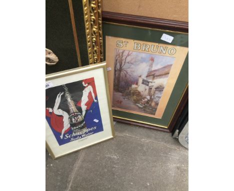 A Schweppe's advertising print and a Ogden's St. Bruno advertising print 