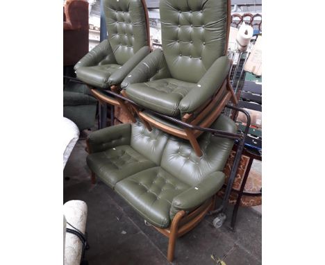 A three piece Ercol suite(This item may not comply with the Furniture and Furnishings (Fire) Regulations 1988 and for this re