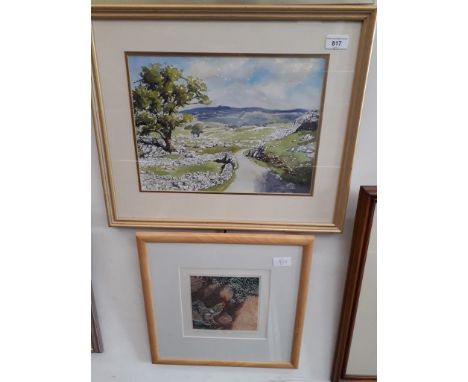 J. Ledwick, country road landscape watercolour, signed lower right, together with a signed ltd edition print after Robert Gre