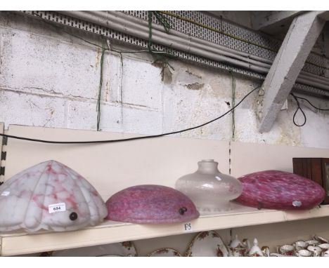 Four various Art Deco glass lamp shades 