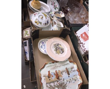 Two boxes of ceramics inc. Royal worcester oven to table ware, masons jug, Japanese porcelain tray etc. 