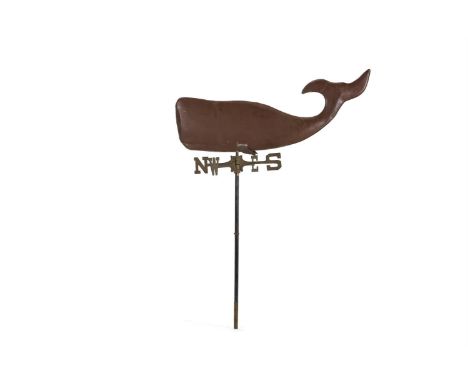 A PAINTED METAL WEATHER VANE IN THE FORM OF A SPERM WHALE 20TH CENTURY 120cm high, 92cm wide       