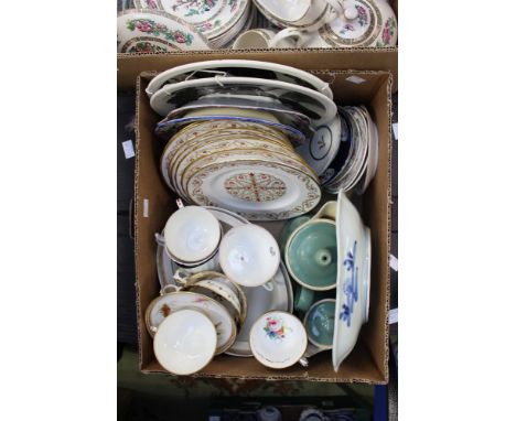 Royal Worcester teacup and saucer, Goode and Co backstamp, with assorted tea wares, plates, etc (one box) 