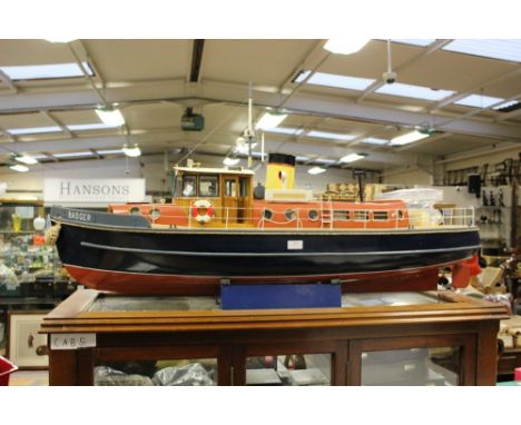 A scratch built 'customs boat', having working steam engine power 'Badger, H.M. Customs Excise Launch' 