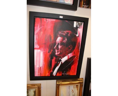 Zinsky (Contemporary British), signed, oil on canvas, portrait of actor Robert De Niro. Approx. 93cm x 76cm (including frame)