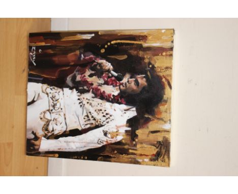 Zinsky (Contemporary British), signed, oil on canvas, portrait of Elvis Presley. Approx. 51cm x 61cm.