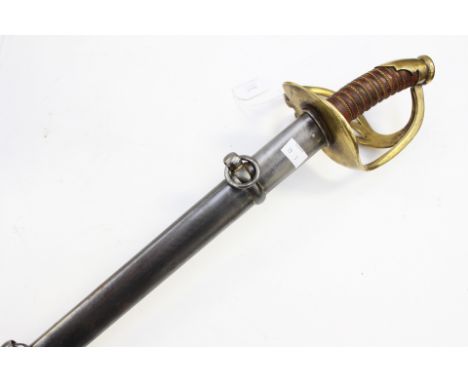 REPRODUCTION : Hungarian Heavy Cavalry Sword. 87cm blade bears markings commemorating the merger of  bears markings commemora