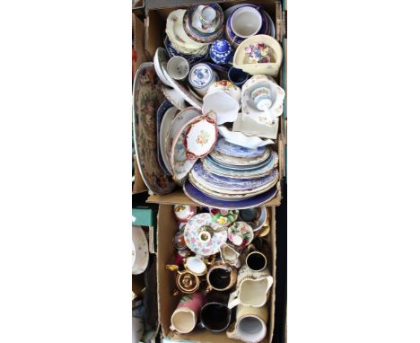 Royal Crown Derby, Crown Staffordshire and Copeland Spode plates, together with lustre wares, trinket pots and other ceramics