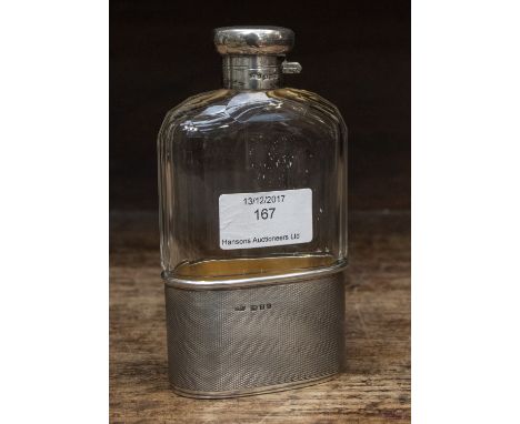London 1929-30 silver and cut glass hip flask , probably Cole Brothers (1)