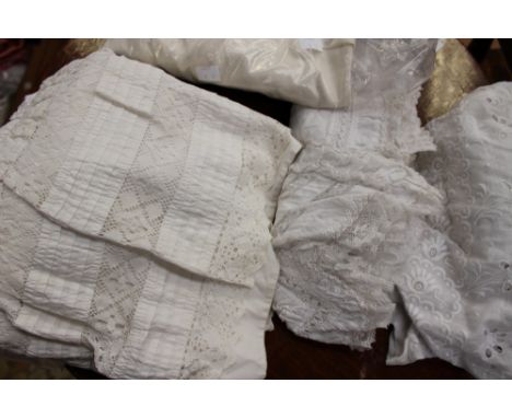 Two pure silk and lace petticoats and a collection of petticoats to include cotton with lace and broderie anglais, late Victo