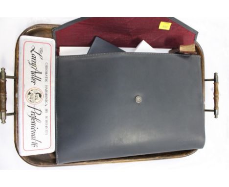 A wallet of Concord memorabilia with a cased Honer Larry Adler Chromatic Harmonica, a twin handled oak tray, etc (one bag) 