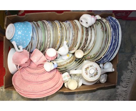  Two boxes containing largely 19th century plates, plus egg cups etc (2)