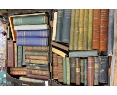  Books: collection of vintage/antiquarian books in two boxes, some leather bindings, some first editions, subjects include: n