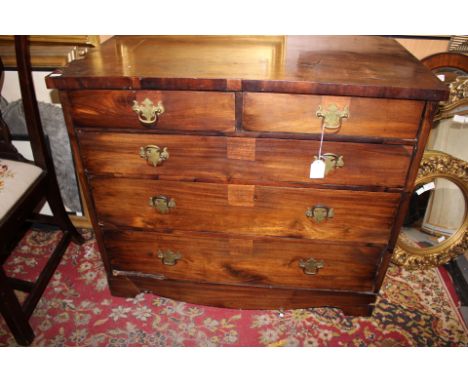 A George III mahogany chest of drawers, fitted with two short over three long graduated drawers, together with a George III s
