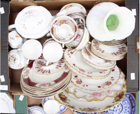 Royal Crown Derby posie pattern part tea service, including four pint tea pot, also Pinxton Roses, Bali, Royal Albert, etc 