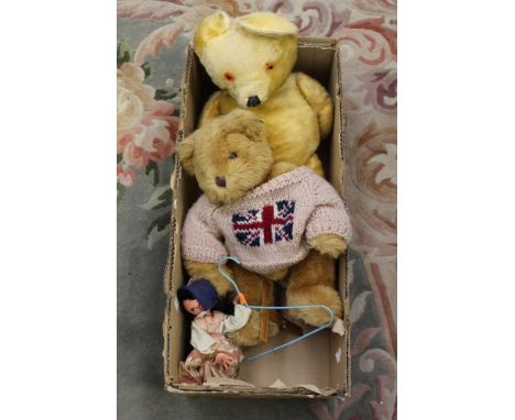 A Harrods Teddy Bear, another and a puppet (3) 