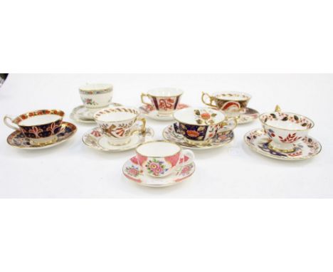 Six Royal Crown Derby cups and saucers to include patterns 1298, 1299, 1297, 1294, 1295 and 1296; together with a Royal Worce