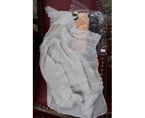 A Victorian/Edwardian white lace blouse and a pair of Biba unseamed tights, in original packaging, 1973, in pink nylon (2) 