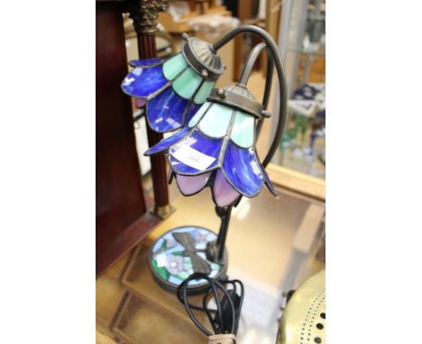 Tiffany style lamp, with raised dragonfly base 