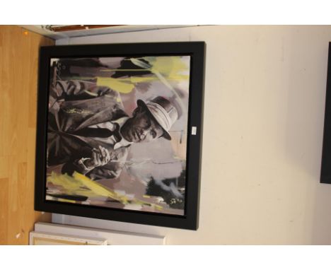 Zinsky (Contemporary British), signed, oil on canvas, portrait of Frank Sinatra. Approx. 93cm x 93cm (including frame).