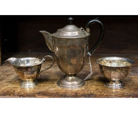 A silver plated three piece tea service 