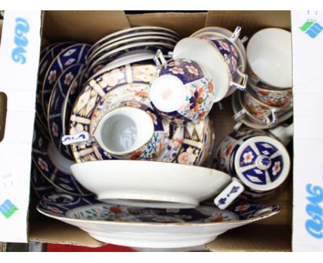  A late 19th Century Imari tea service with pseudo Derby marks 