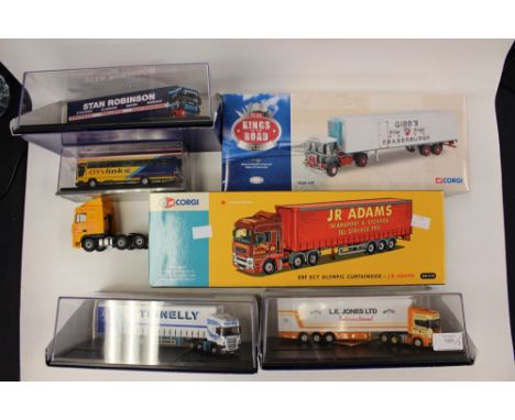 Corgi 50th boxed Anniversary AN13418 J.R. Adams ERF Curtainside, CC12503 Kings of the Road Gibbs Atkinson and five smaller sc