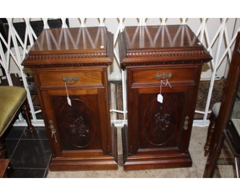 A pair of Edwardian bedside cabinets, two further bedside cabinets and a Victorian mahogany commode (5)