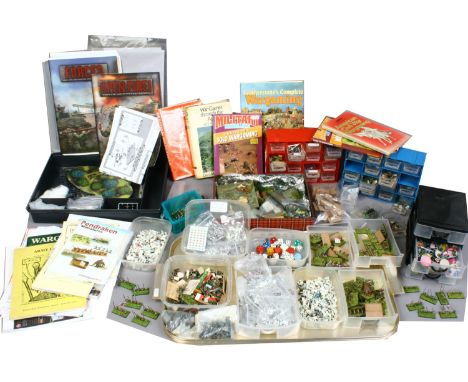 A large quantity of military modelling and wargaming systems including lead soldiers, landscaping, dice, weatherstone's compl
