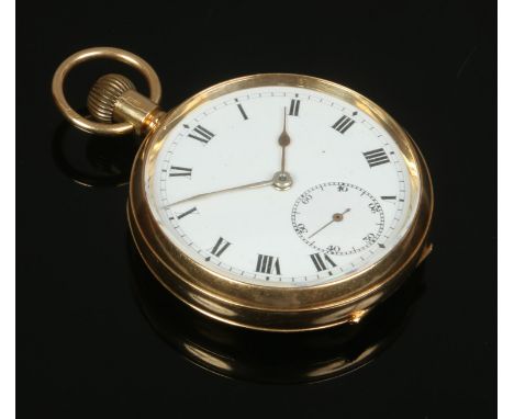First World War interest, an 18ct gold presentation pocket watch with enamel dial and subsidiary seconds. Presented to Elijah