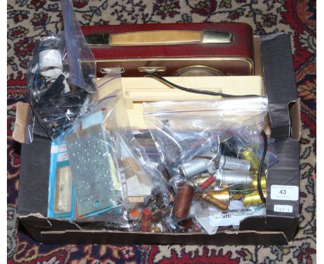 Two vintage transistor radios one McMichael the other Kingsonic, along with a quantity of radio parts etc.