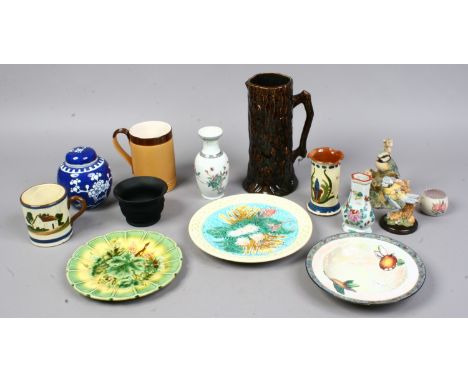 A mixed group of ceramics to include Royal Doulton, Torquay ware, Sarreguemines, Chinese ginger jar etc.