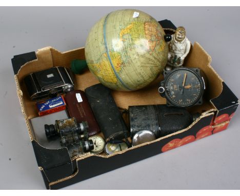 A group of collectables to include Baldi Valda 35mm folding camera vintage spectacles, Kollsman altimeter, old bill crested w