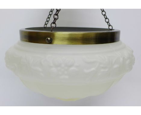 A 1930's hanging glass light shade