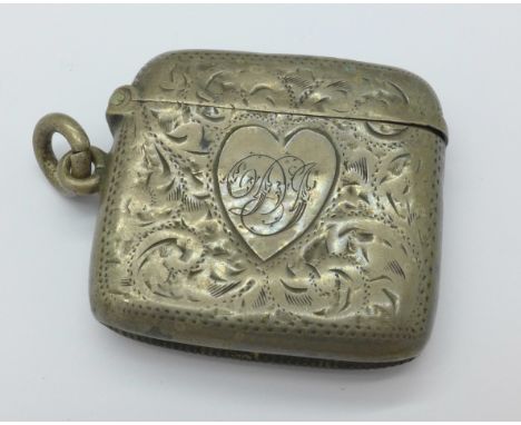 A silver vesta case, Birmingham 1902