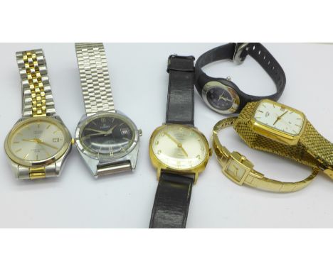 Six assorted lady's and gentleman's wristwatches including two Rotary and Services, one Rotary strap a/f
