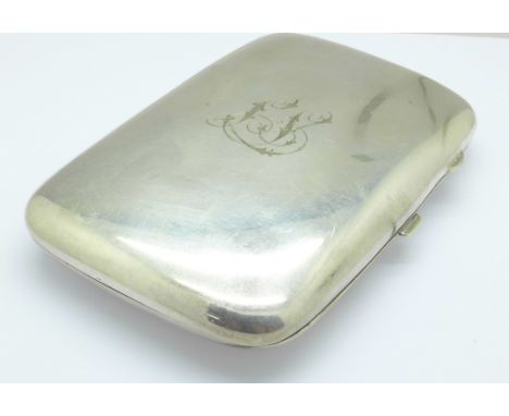 A large silver plated cigar case, a/f