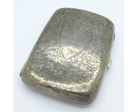 A silver cigarette case, 79.2g