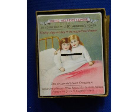 VINTAGE PACKAGING.  A LITHOGRAPHED CARD COLLECTION BOX FOR DR BARNARDO'S HOMES, CIRCA 1900, IN UNUSUALLY FINE CONDITION