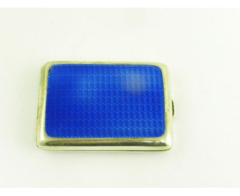 A GEORGE V SILVER AND BLUE GUILLOCHE ENAMEL BOOK MATCH CASE, BIRMINGHAM 1922
