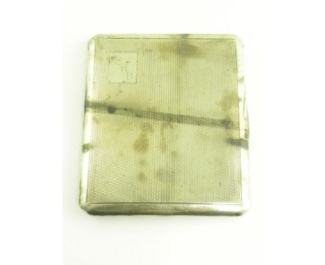 A GEORGE VI SILVER CIGARETTE CASE, ENGINE TURNED, BIRMINGHAM 1945, 4OZS 10DWTS