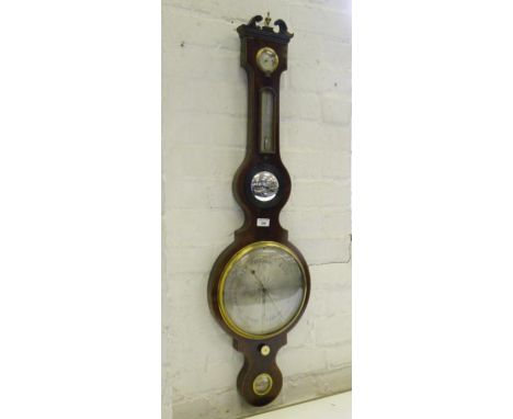 A VICTORIAN MAHOGANY AND LINE INLAID BAROMETER