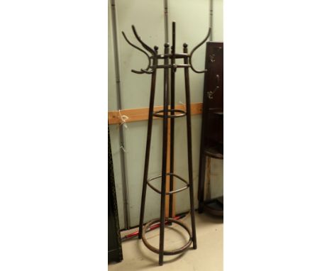 A bentwood coat rack