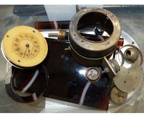 A polished sardonyx miniature pillar clock for reconstruction)