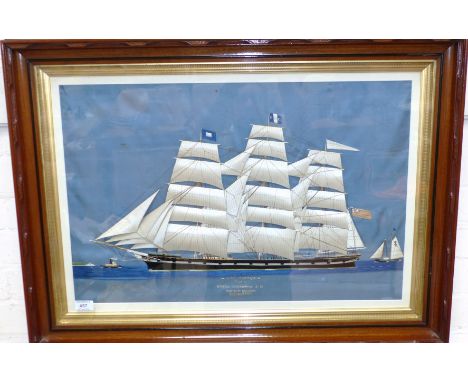 A 19th century embroidered diorama portrait in silk and silk thread, of the sailing ship Inch Murren, built by Birrell, Stenh
