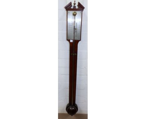 A late Georgian mahogany stick barometer by Gilbert and Co., London