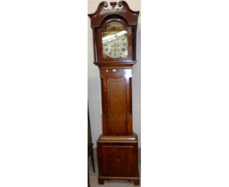 A 19th century mahogany longcase clock with painted dial and 8 day movement, by Cowan of Manchester