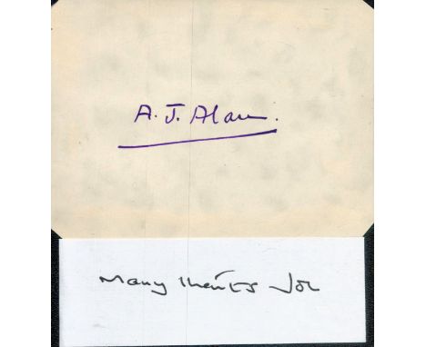A J ALAN / MAGICIAN / NAVAL INTELLIGENCE OFFICER BLETCHLEY PARK WW2 /WW1. A RARE AUTOGRAPH OF A J ALAN ( LESLIE HARRISON LAMB